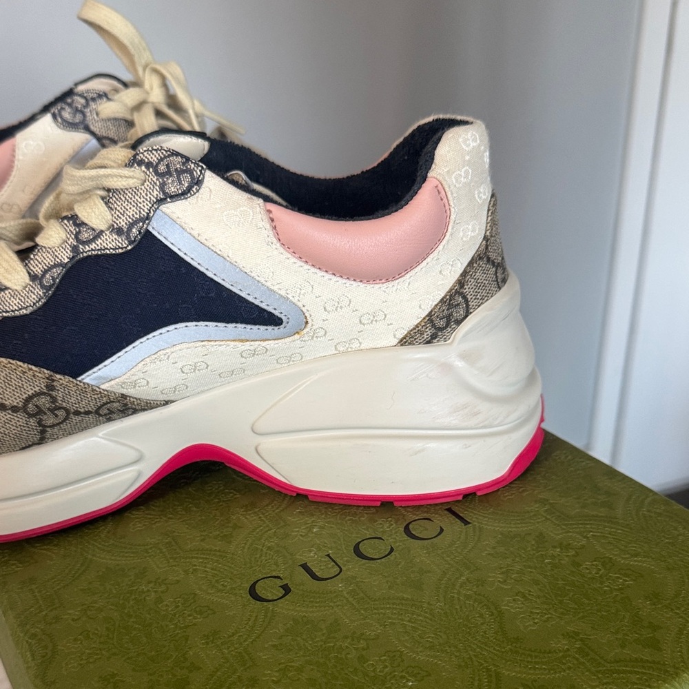 Gucci Women's Beige and Pink Sneakers (use Good condition) original - Picture 6 of 6